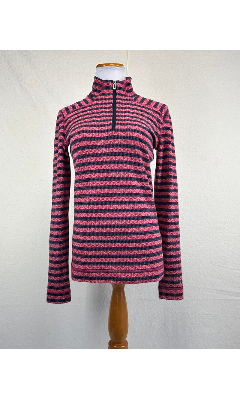 Smart Wool Quarter Zip Striped Pullover Long Sleeve Base Layer Women's SZ L